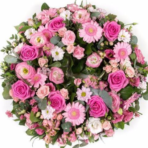 Vintage Pink Funeral Wreath Posy suitable for Mum. Salisbury Florists
